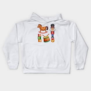 Watercolor Christmas Toys Kids Hoodie